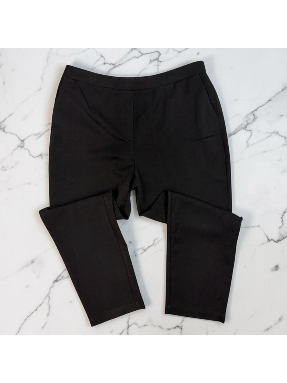 Daniel Rainn Pull On Dress Pants XL Black Straight Ankle Pockets  High Rise